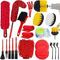 Kit De Nettoyage Auto Yumzeco 23Pièces - Brosses Intérieur/Extérieur - Polissage Perceuse - Chiffons Microfibre