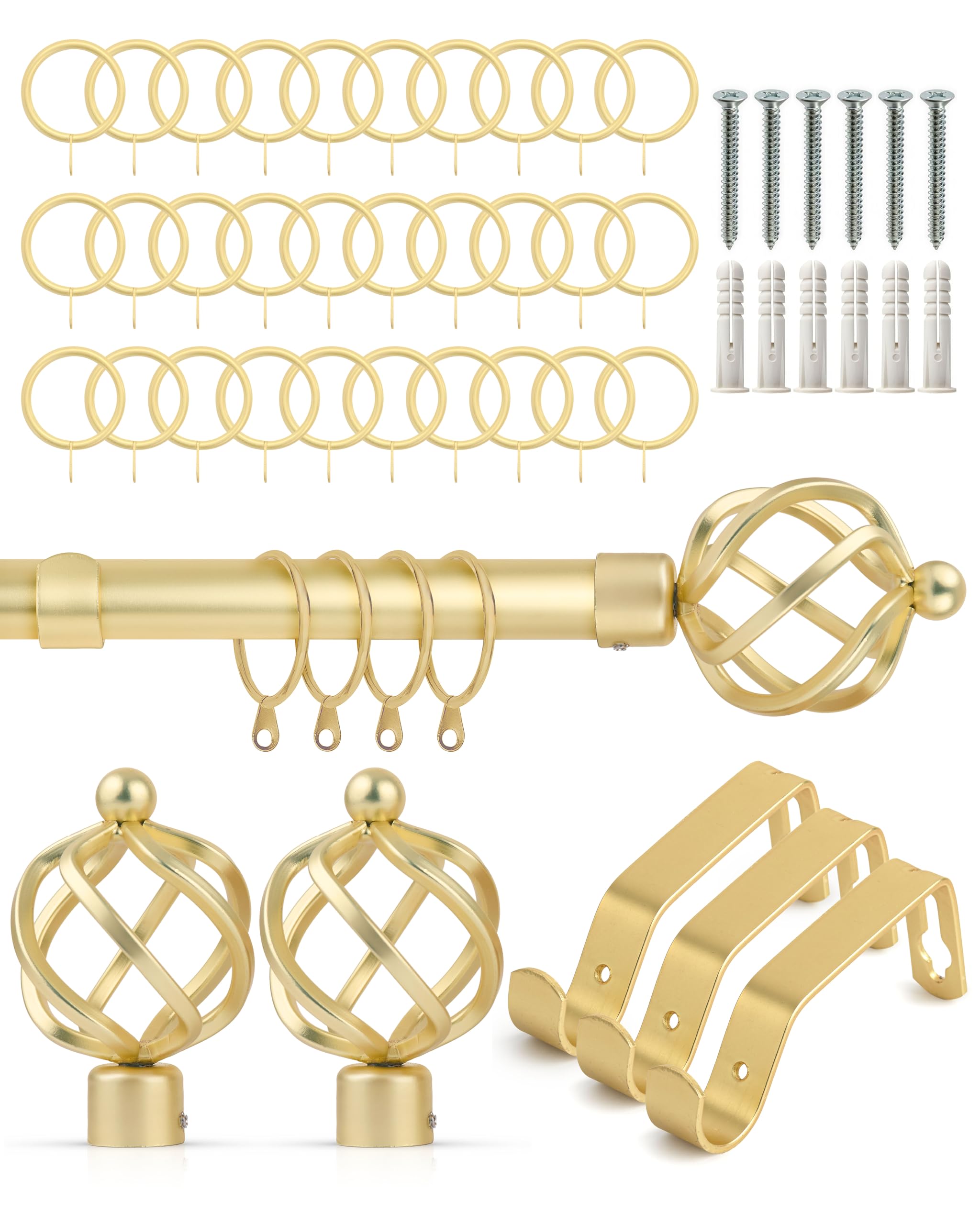 Emma Barclay  Gold Curtain Pole With Rings Extendable Cage in Size 160-300cm, Sports Direct