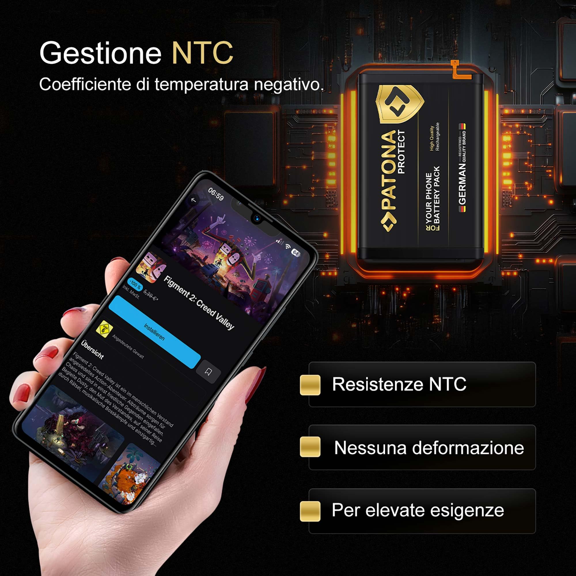 PATONA PROTECT Batteria ricambio per Samsung Galaxy S10 EB-BG973ABU Smartphone – 3400mAh Li-Polymer con Sensore NTC, Protezione Sovraccarico e Scarica, con Kit Installazione