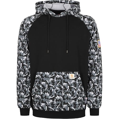 BOCOMAL FR Hoodies Camouflag Lightweight Pullover 7.5oz Cottoon Flame Resistant Men's Hooded Sweatshirts Non Fleece