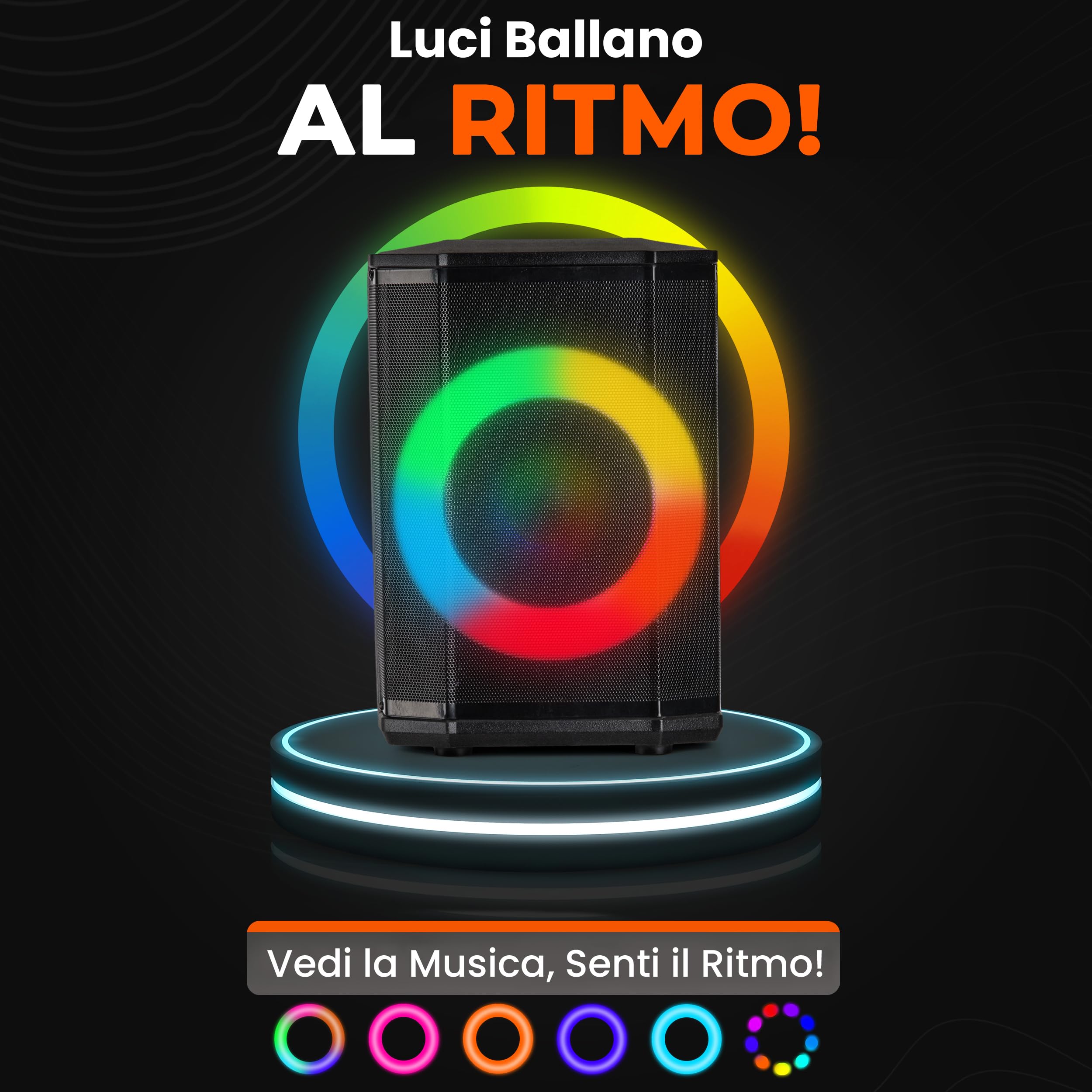 Pyle Cassa Bluetooth Potente, Altoparlante Bluetooth Portatile, Cassa Audio, Speaker, Woofer 20 cm, 120 Watt, Luci Colorate, TWS, Microfono, USB/Micro SD/FM, Tripod, Uso Interno/Esterno