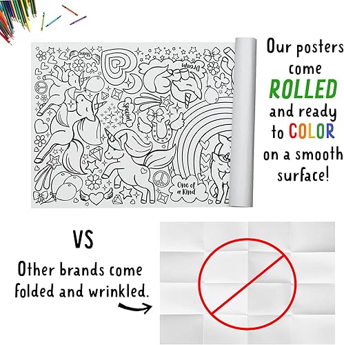 Vista 76 de Tiny Expressions Cartel gigante para colorear para niños, enrollado, sin arrugas, mantel para colorear para actividades infantiles, camión de Cartel