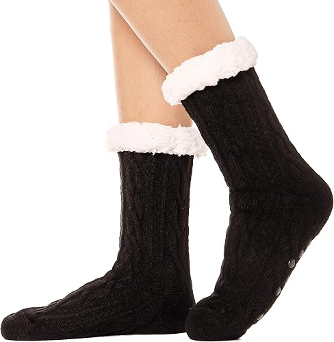 ANTSANG Mujeres Zapatillas Calcetines Peludo Acogedoras Invierno Vellón Suave Ca