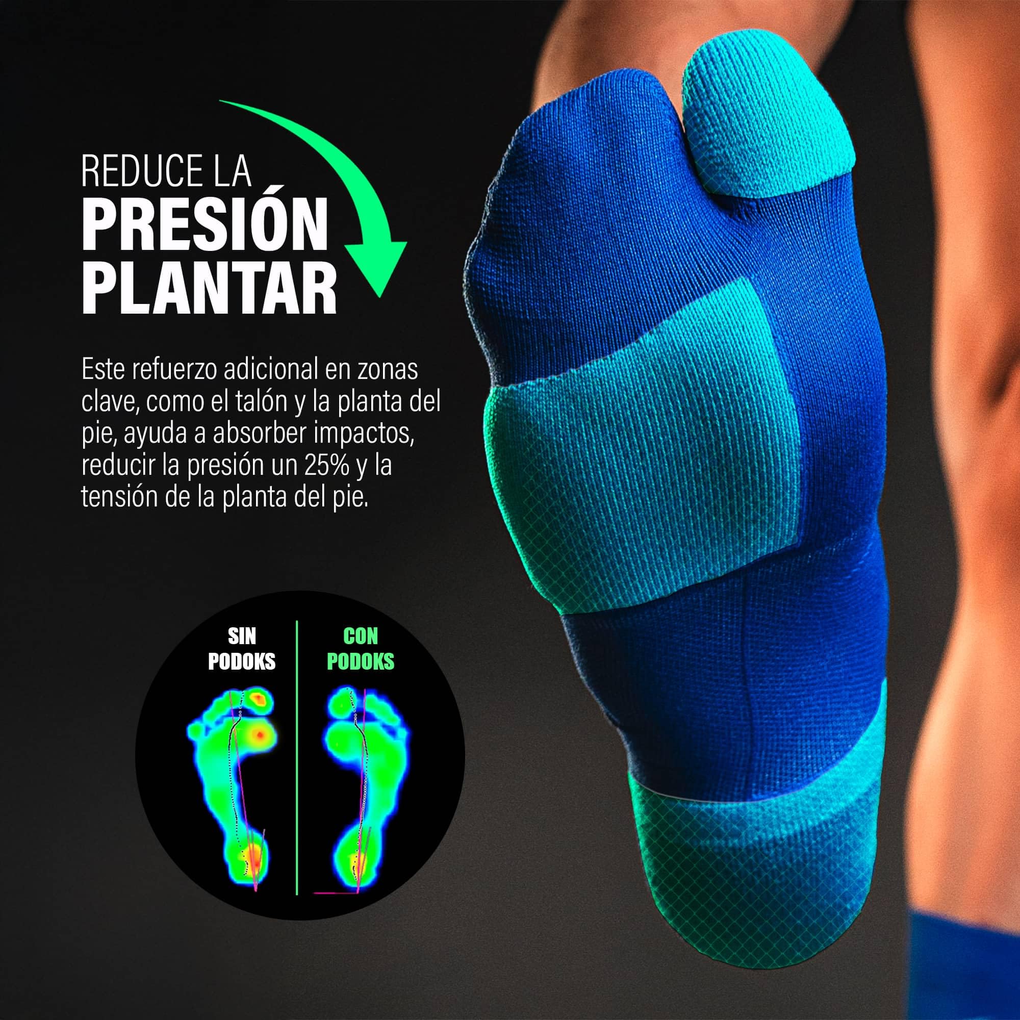 Calcetines Running Hombre y Mujer | Compresión deportiva y almohadillado estratégico | Alivia Fascitis Plantar | Sirve para Padel, Crossfit y más