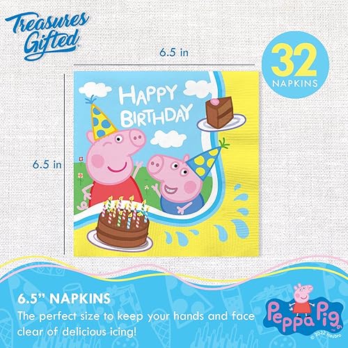 Miniatura 4 de Treasures Gifted Suministros para fiesta de cumpleaños con licencia oficial de Peppa Pig, sirve para 24 invitados, juego clásico de vajilla -