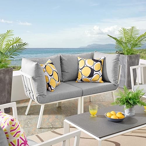 Modway Riverside Outdoor Furniture, 2-Piece Set, White Gray