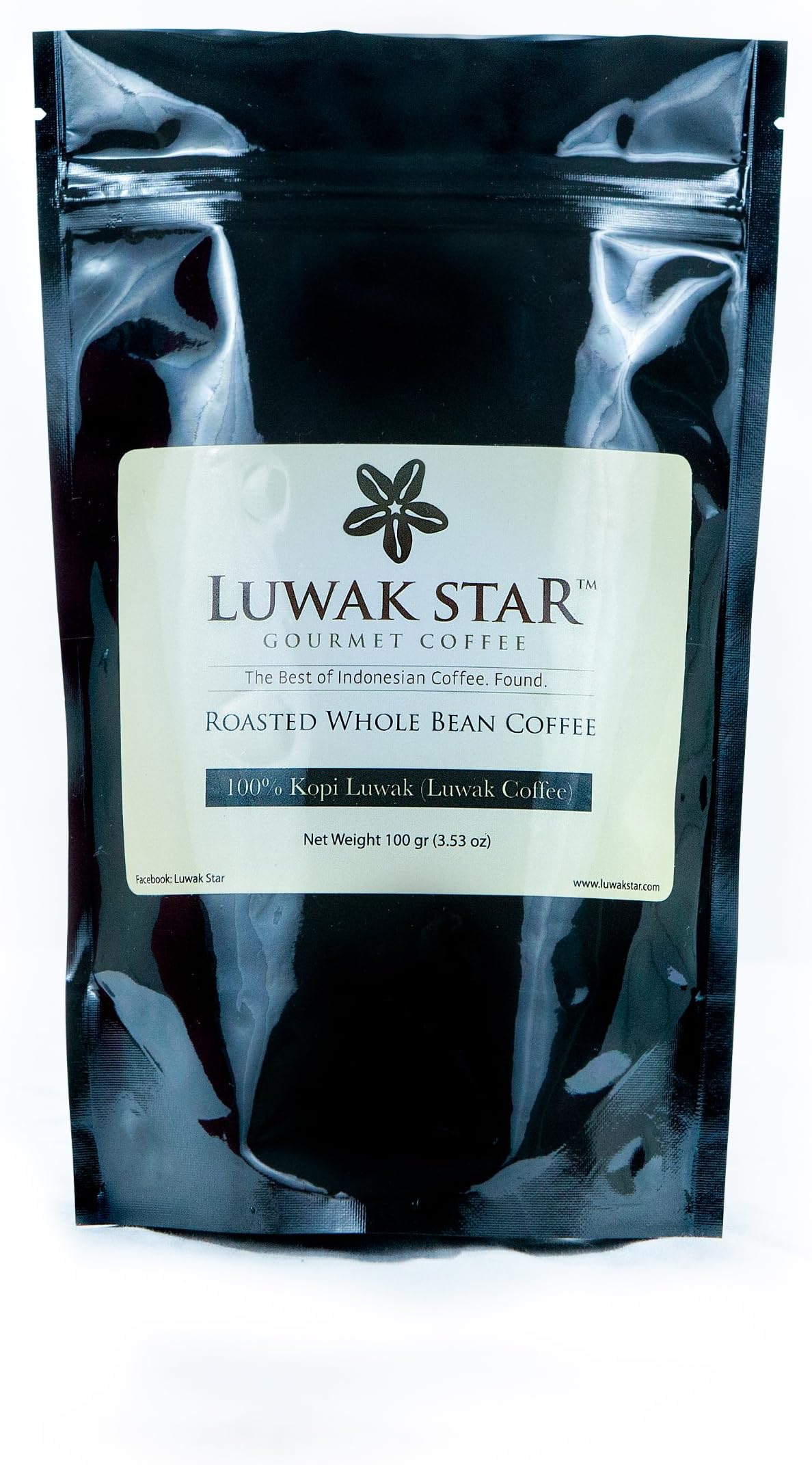 Luwak Star Gourmet Coffee, 100% Arabica Sumatra Mandheling Luwak Coffee Whole Beans 100 Gram (0.22 Lb) Bag, Roasted in the U.S