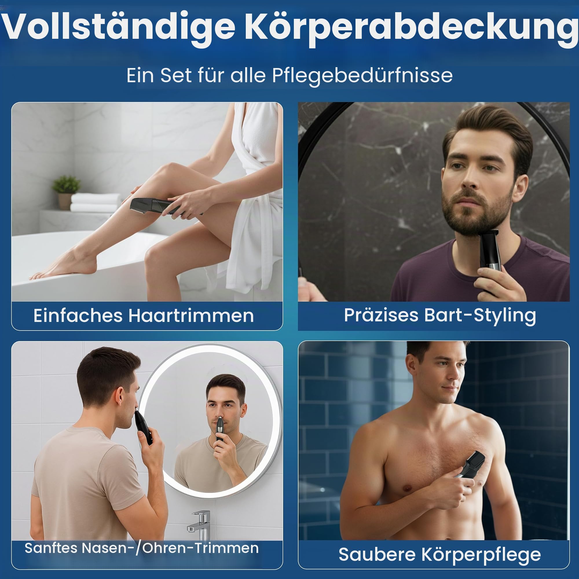 247 Groomed Selbst-Haarschnitt-Trimmer für Männer, Körperpflege, Bartschneider, Nasentrimmer, Rasierer für Männer, Koteletten-Mischlösung