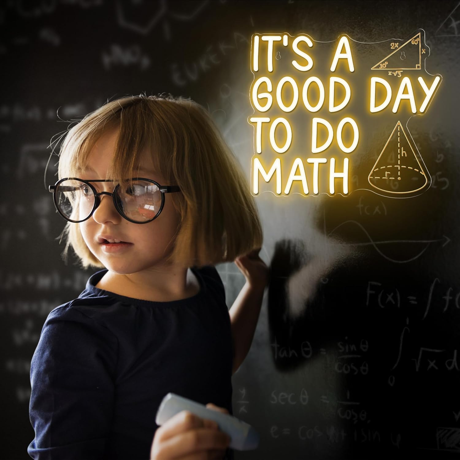 Kavaas It's a Good Day to Do Math Neon Sign Study Corner Warm White LED Light Neon Signs for Classroom Inspirational Math Club Wall Decor -Best Back to School Gifts for Teacher, Student, Teens Kids