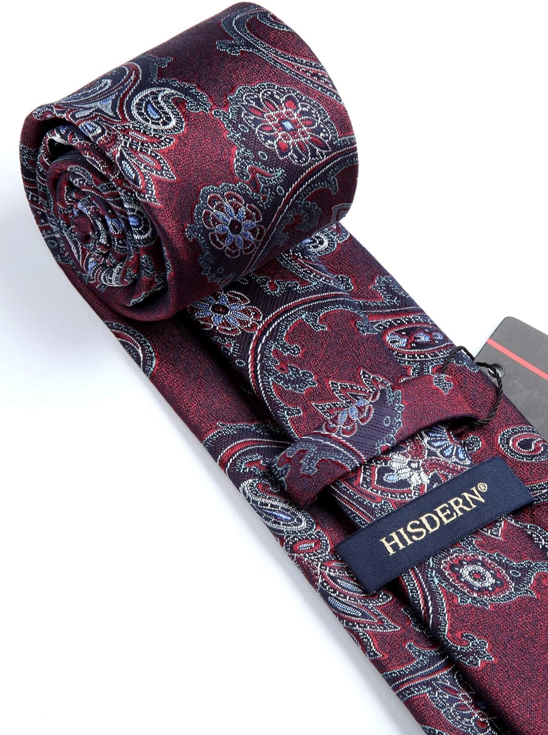 HISDERN Ties for Men Paisley Floral Tie Handkerchief Classic Woven Business Formal Necktie and Pocket Square Set Wedding - Image 6