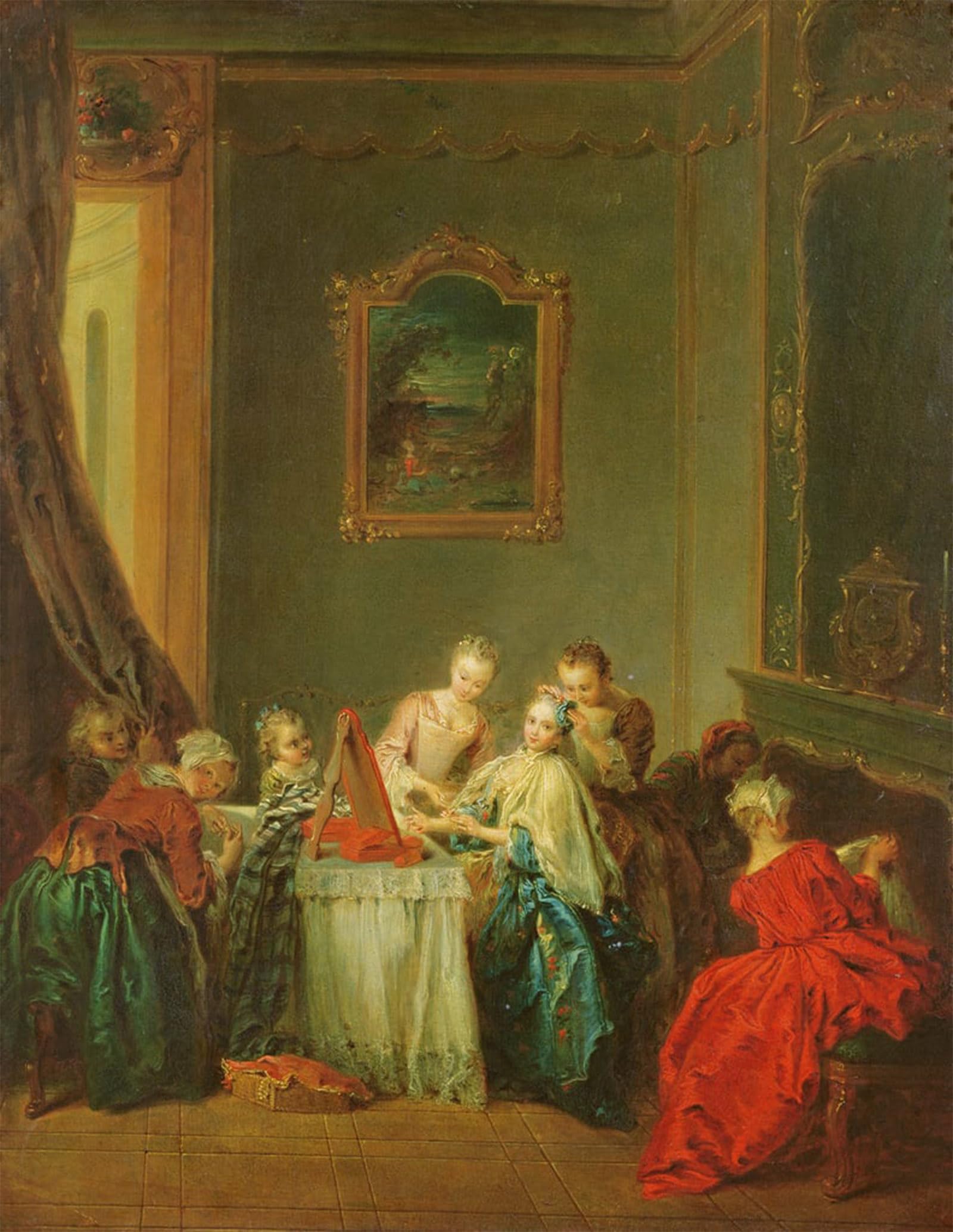 ARTXLXXBN Famous Painting Art Wall Decor Abstract Art Picture the Toilet Young Woman At Her Dressing Table by Jean Baptiste Pater Animal Pictures for Home Decor 60x90cm