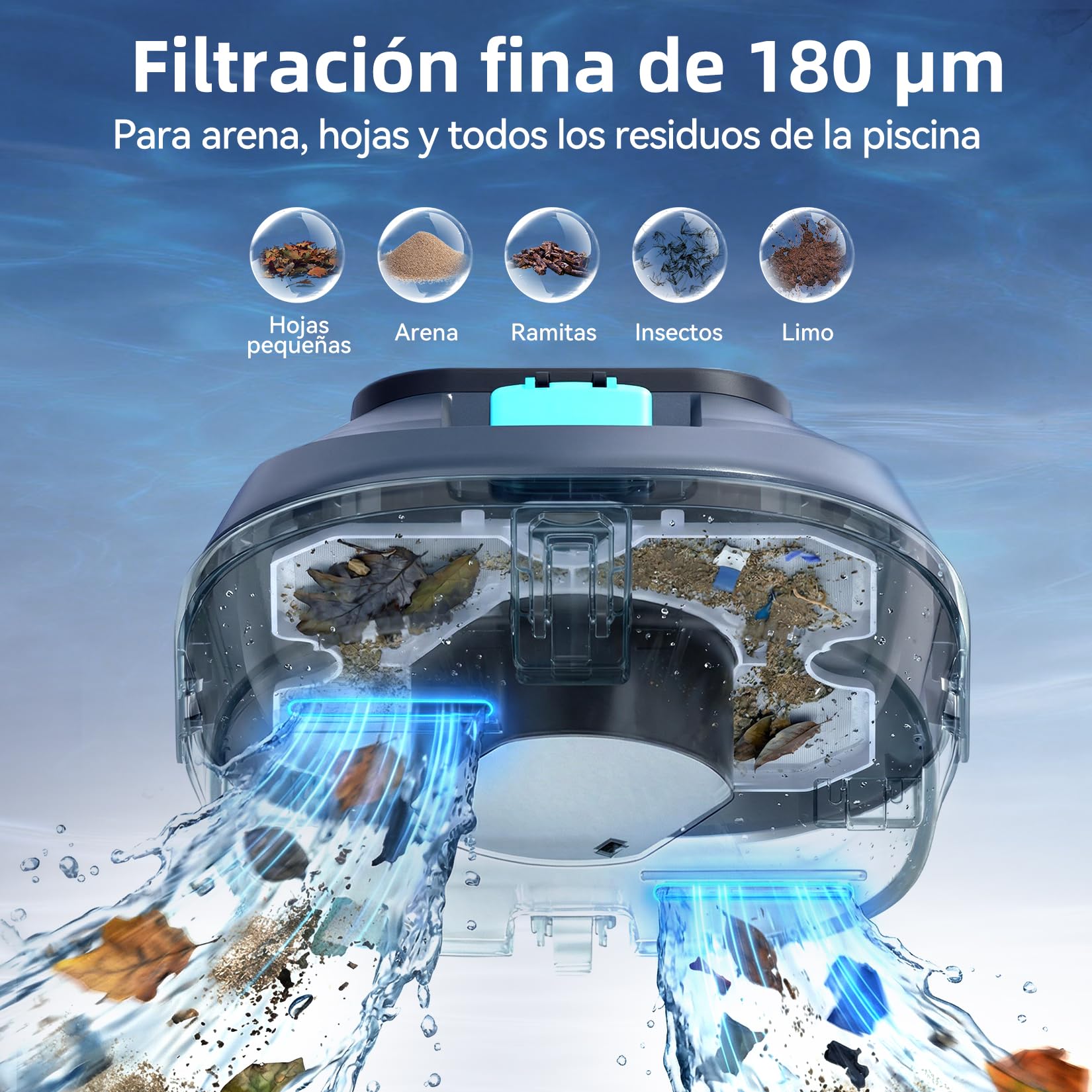 (2026 New) Pondee X2 Robot Limpiafondos Piscina con una autonomía de 200 minutos, Limpiafondos Piscina Automatico, Auto-Parking, Carga Rápida 3,3h, para Piscinas Desmontables y Enterradas hasta 120 m²