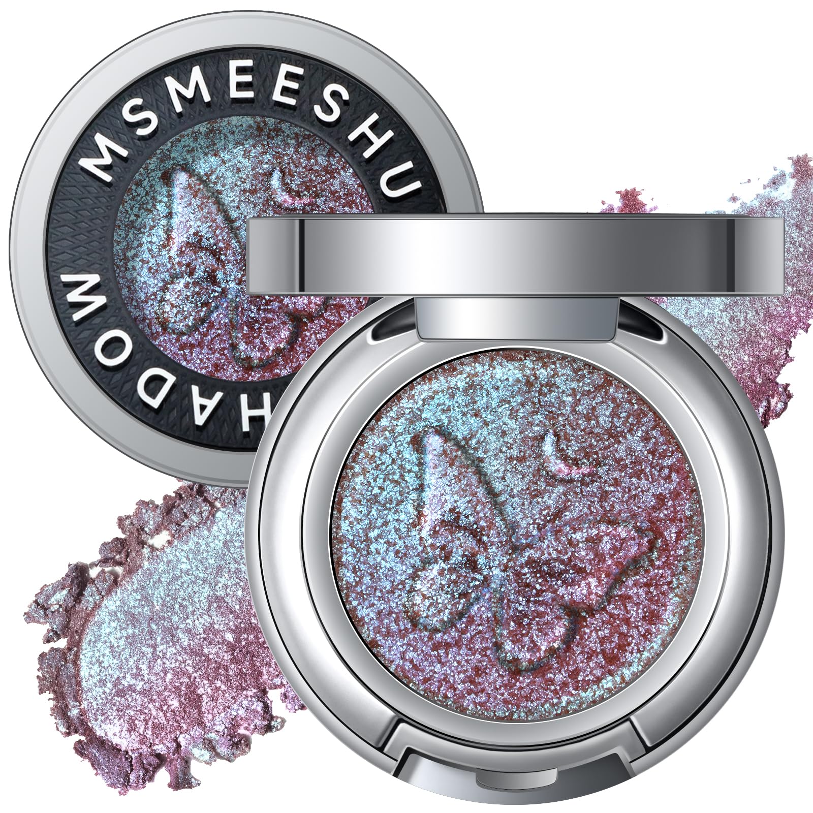 Noerrors Plum Blue Holographic Pigmented Glitter Eyeshadow, Duochrome Half Magic Metallic Mauve Pink Eye Shadow Palette, Waterproof Sparkly Multichrome Iridescent Shimmer sombras para ojos Makeup #04 plum blue