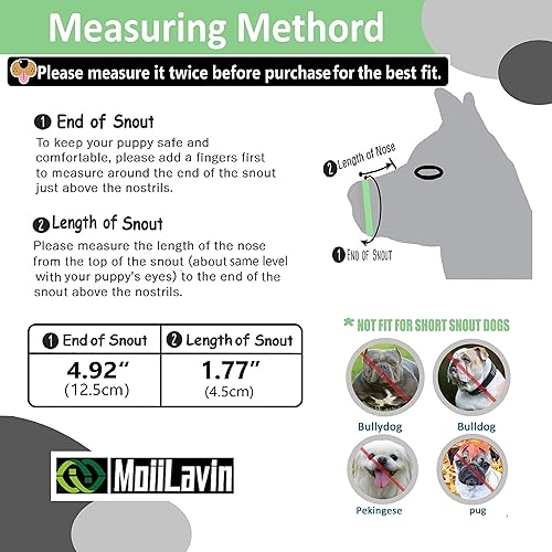 Miniatura 5 de Bozal para perros XS (2 piezas) de malla de aire suave para perros pequeños con hocico largo, ajuste rápido para aseo, ajustable, evita que muerdan
