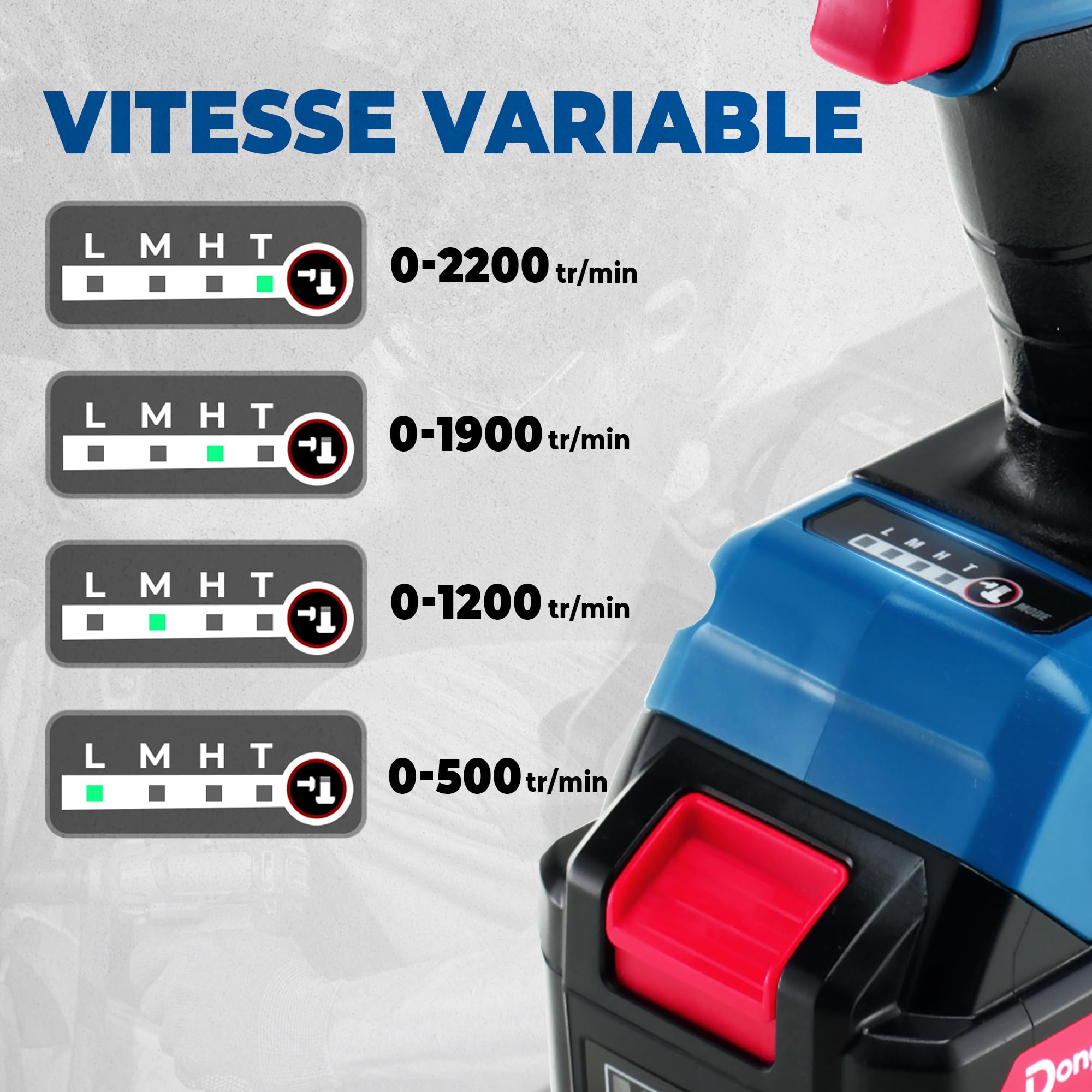 Clé à choc sans fil Dong Cheng 20V sans balais 698 Nm 2200 tr/min 1/2 pouce avec boîte de rangement 2 batteries 4,0 Ah