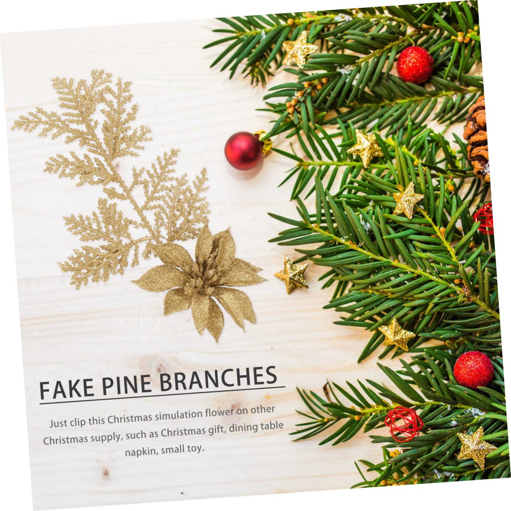 Alipis 3 Set Di Rami Di Pino Per Albero Di Natale Decorazioni Con Glitter Fiori Artificiali Ghirlande Di Natale Facili Da Usare Per Decorazioni Natalizie 6 Pezzi*3