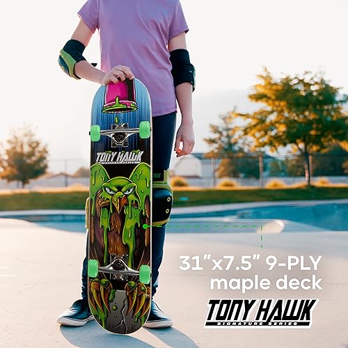 Miniatura 26 de Tony Hawk 31" Skateboard - Signature Series 1 Skateboard with Pro Trucks, Full Grip Tape, 9-Ply Maple Deck, Ideal for All Experience Levels Cool Bird