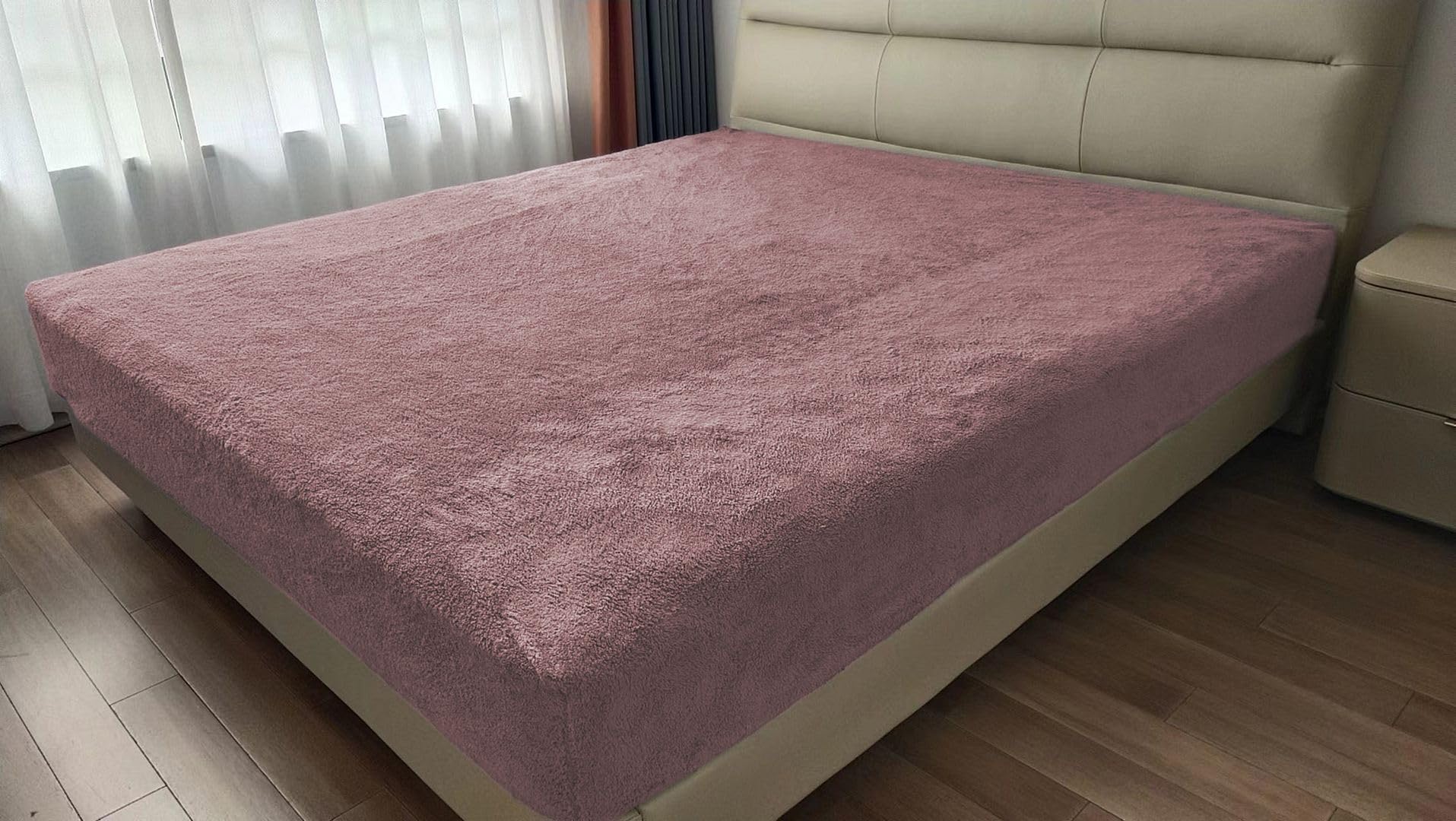 John Aird Blush Pink Teddy Fleece Fitted Bed Sheet Soft Warm Fluffy Thermal Bedding (, Double)