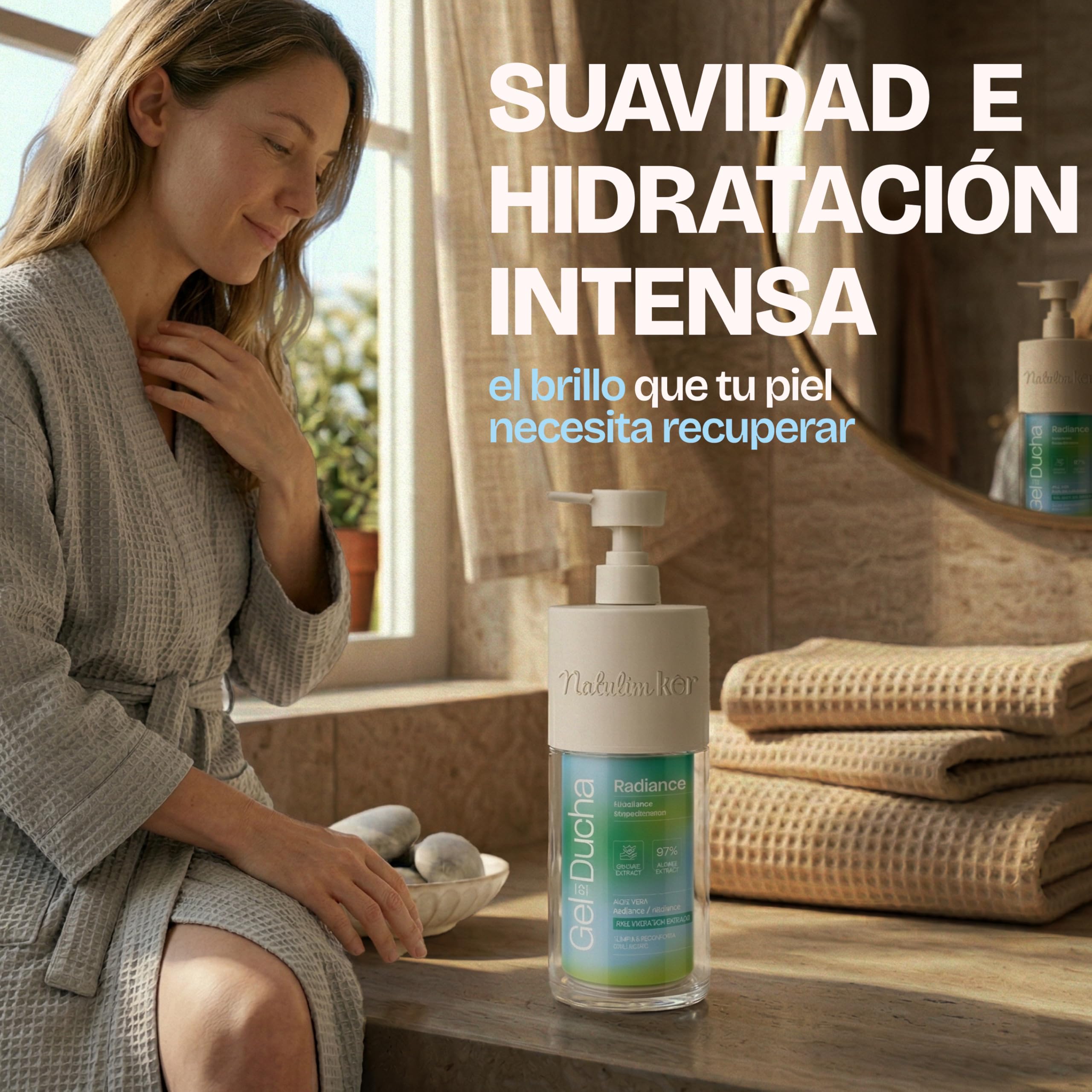 Natulim Kēr Gel de Ducha Radiance - Gel Corporal Hidratante para uso diario - Limpieza Suave, Con Aloe Vera y Centella Asiática, Fragancia Ligera - Deja la Piel Suave y Fresca - 330 ml. — view 6