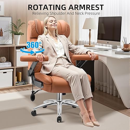 Miniatura 7 de Silla de oficina, silla de escritorio ergonómica con brazos abatibles 5D con soporte lumbar ajustable para dolor de espalda, extra ancha 500LBS
