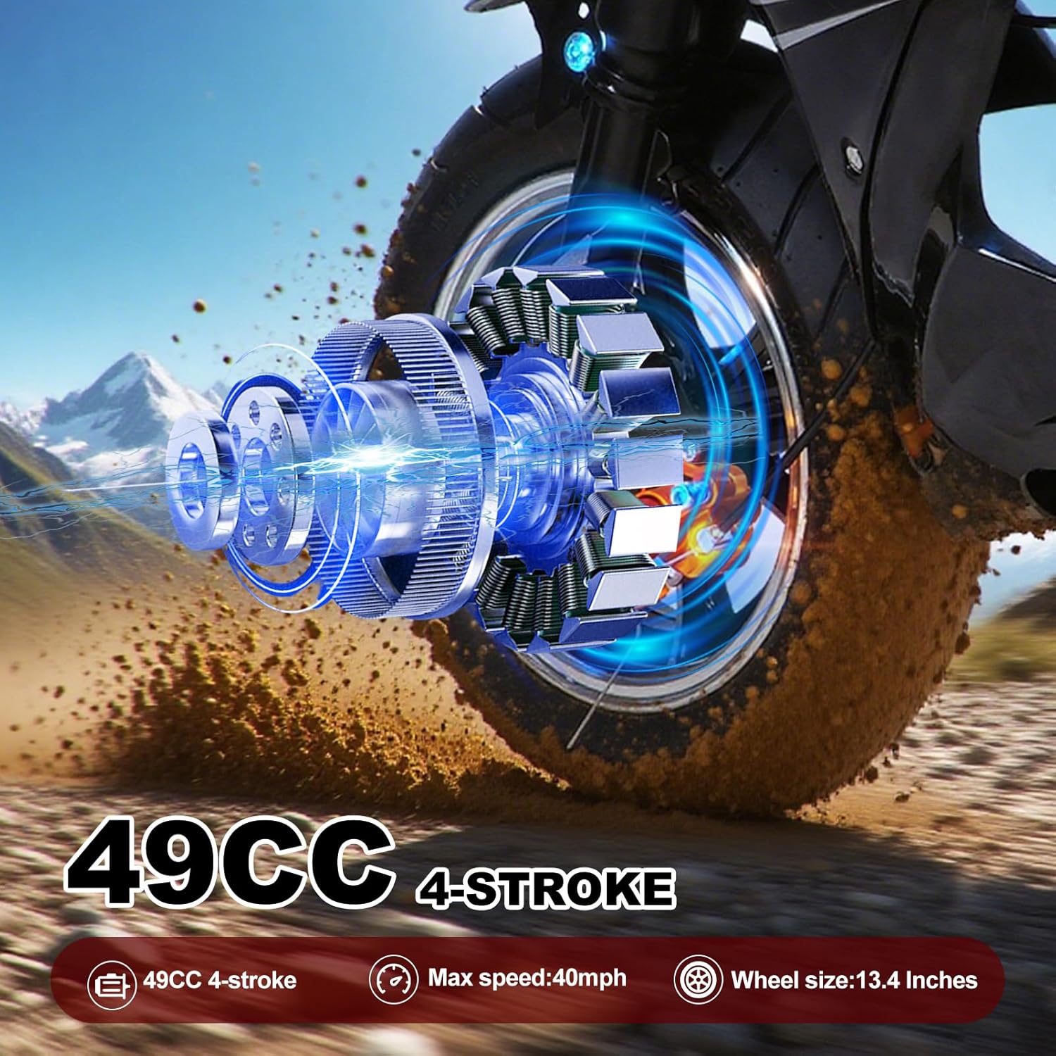 49CC Mini Motorcycle for Adults Kids | 4-Stroke Engine Gas Pocket Mini Dirt Bike | Gas Pocket Motorbike | with Front Rear Disc Brakes | Dual Headlights | 8 Inch Wheels | Miniature Kid Dirt Bike
