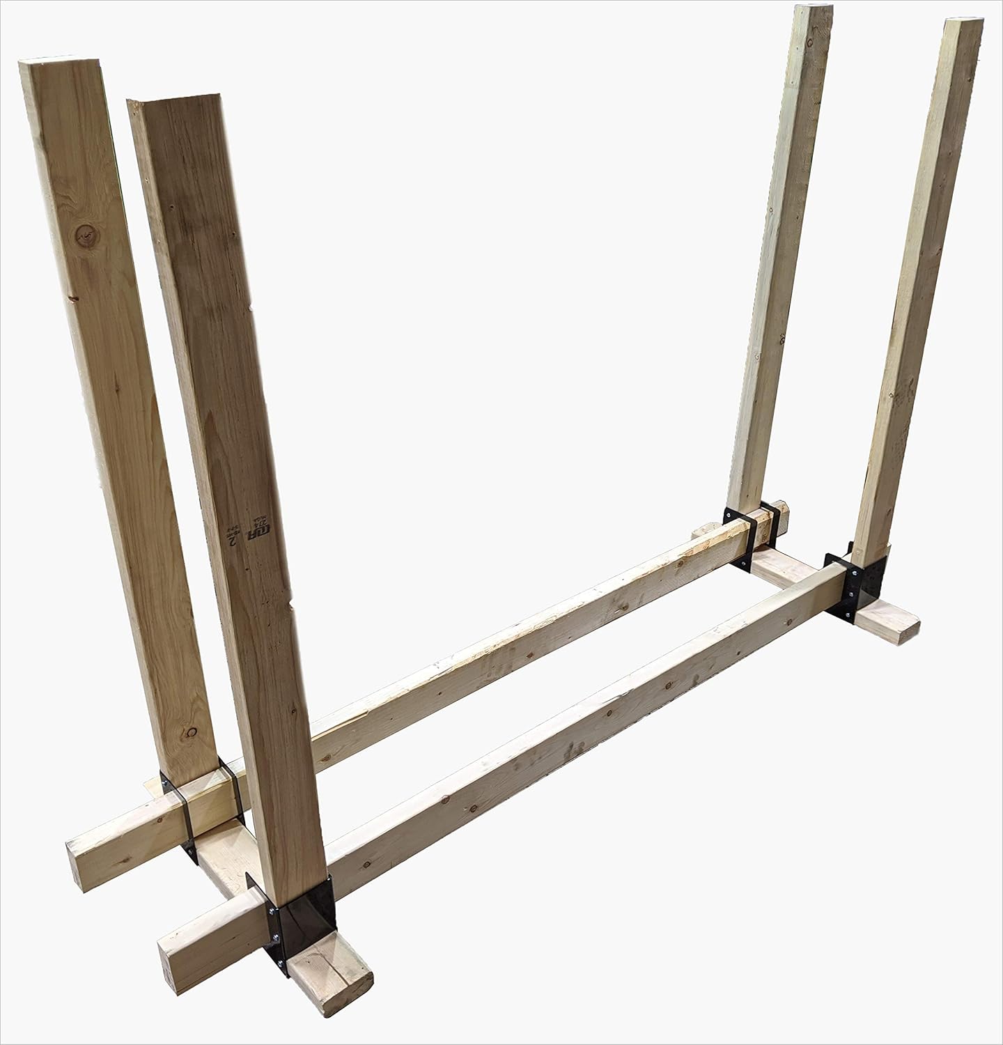 c2M Width & Depth Adjustable Elevated Outdoor Firewood Log Storage Rack Bracket Kit | Heavy Duty & Quick Assembly | Made in The USA + Hardware Included