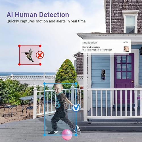 Miniatura 3 de Cámara inteligente de timbre de video con detección de movimiento, visión nocturna, almacenamiento en la nube, conversación bidireccional, funciona