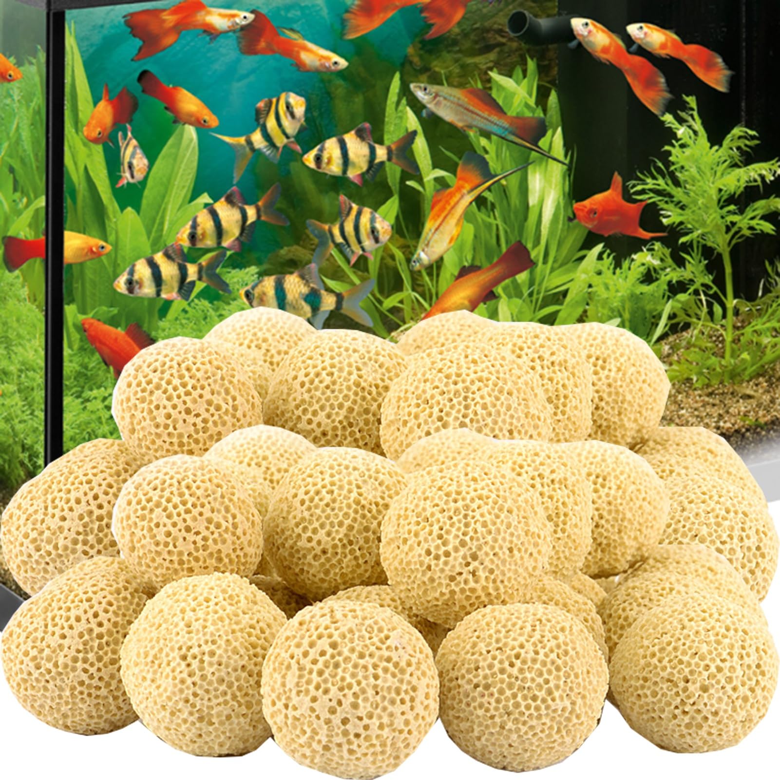 Bolas de 4,2 kg para filtros de Acuario, Medios filtrantes para estanques y peceras, Anillos de cerámica para peceras y estanques.