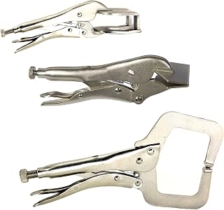 HFS (R) 3Pcs Assorted Locking Welding Clamp Chrome Plated: 11-Inch Regular Tip Locking C-Clamp;9R 9-Inch Locking Welding Clamp;Locking 8" Sheet Metal Tool 23 Vise Grip