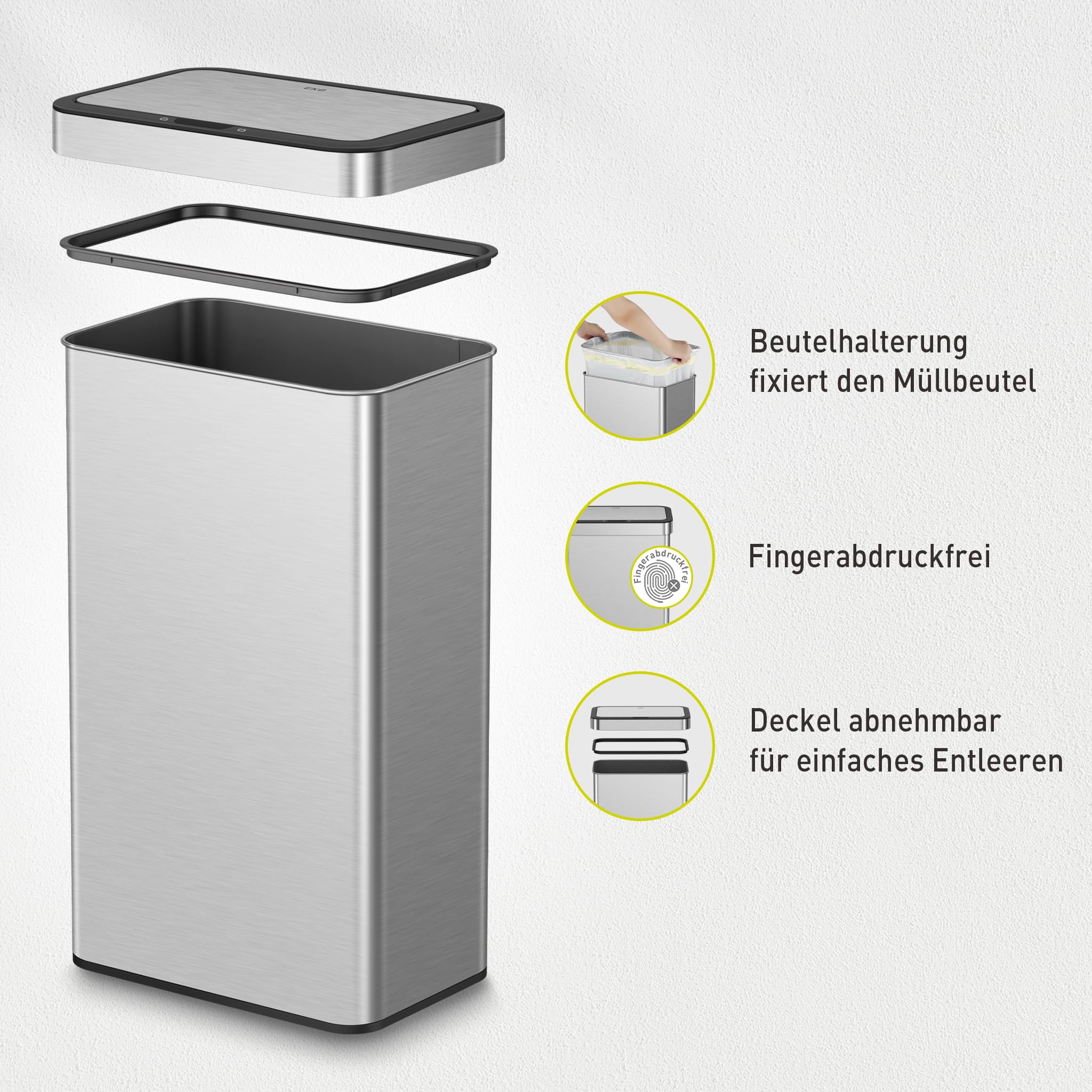 Eko NOVA Mülleimer mit Sensor 80 L – Bild 3