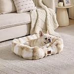 Washable Orthopedic Dog Bed,Rectangle Fleece & Luxury Pet Bed with Removable Zipper Cover & Anti-Slip Bottom,Suitable for Medium Large Dogs,30x25x7.5inches,Cream and Came