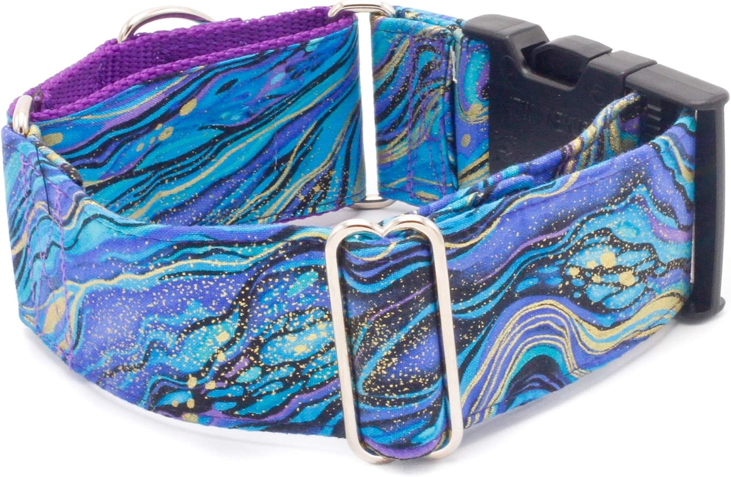 Caninus Collars Marbled w/Gold Dog Collar - 5/8" - 2" Widths - Buckle & Martingale (Martingale w/Buckle Collar, XL - 2" Width)