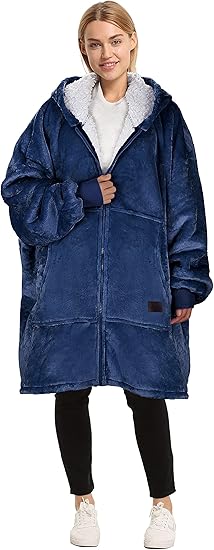 Women Men Winter Warm Sherpa Fleece Hoodie Zip UP Sweater Jacket Hooded Coat - Picture 23 of 45