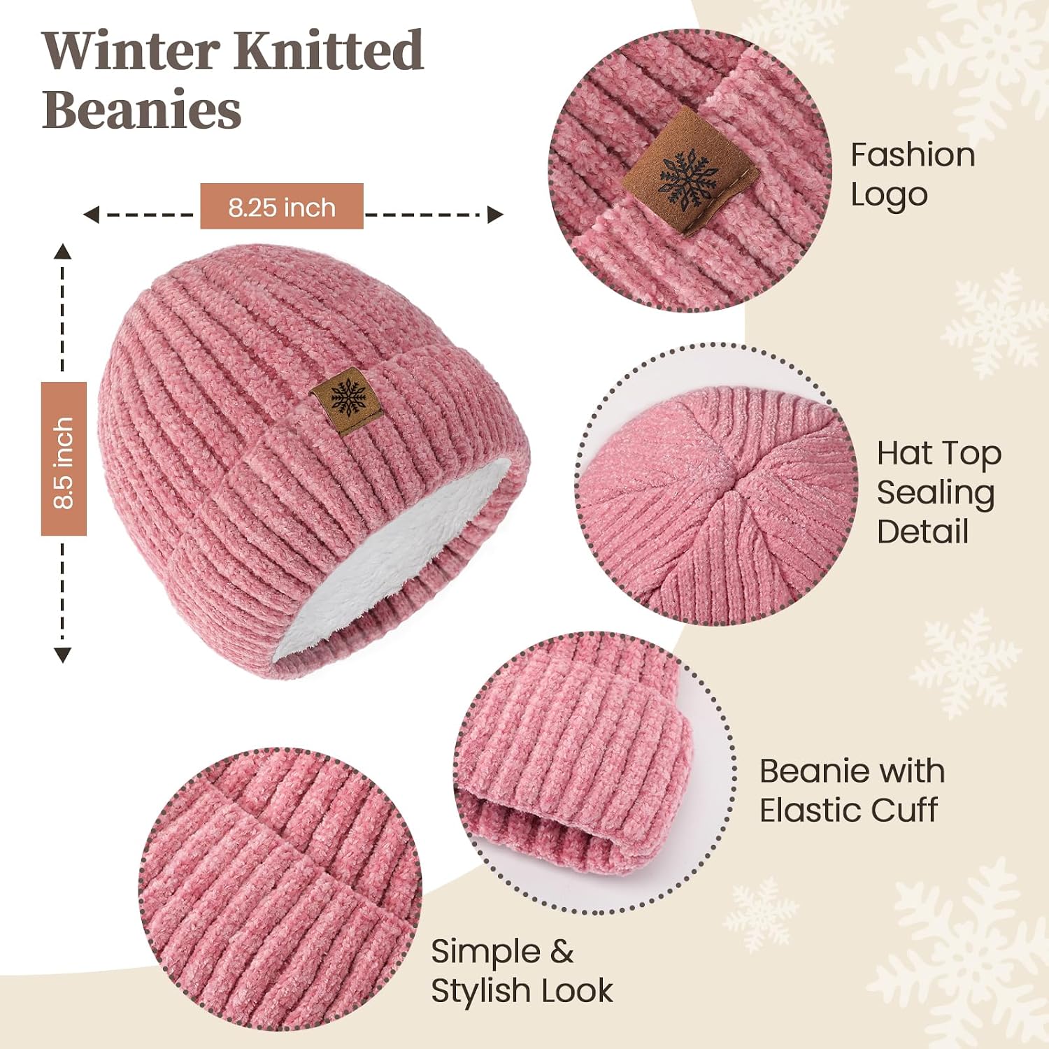 Pleneal Winter Hat Gloves Scarf Set for Women Men Warm Thick Soft Chenille image 3
