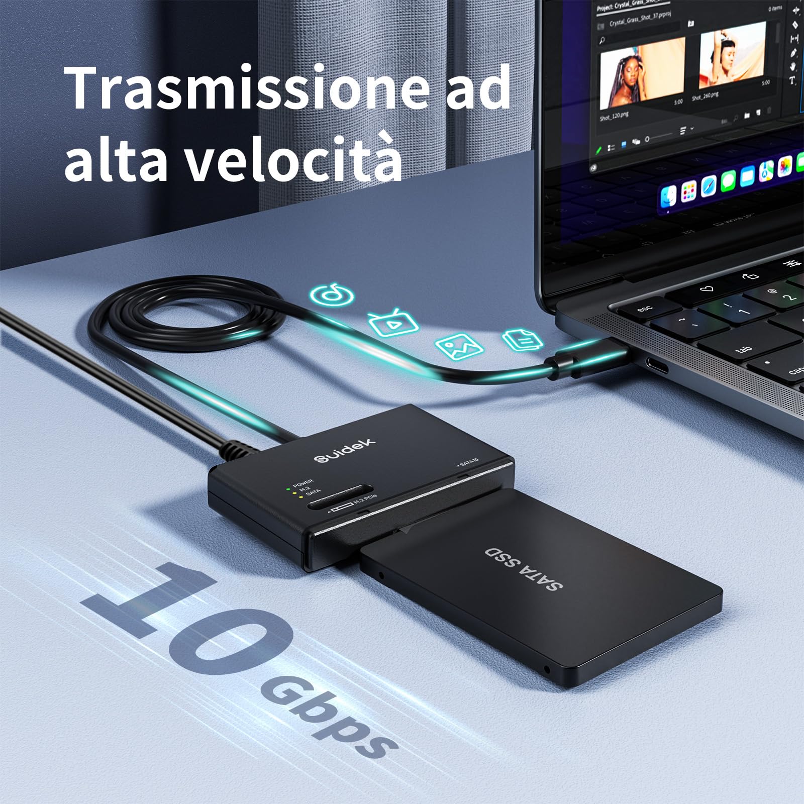 M.2 NVMe SSD Enclosure Adapter Type-C 10Gbps a M.2 e lettore di dischi rigidi SATA Enclosure esterna M2 PCIe NVMe SSD compatibile con M Key di qualsiasi dimensione e dischi a stato solido SATA