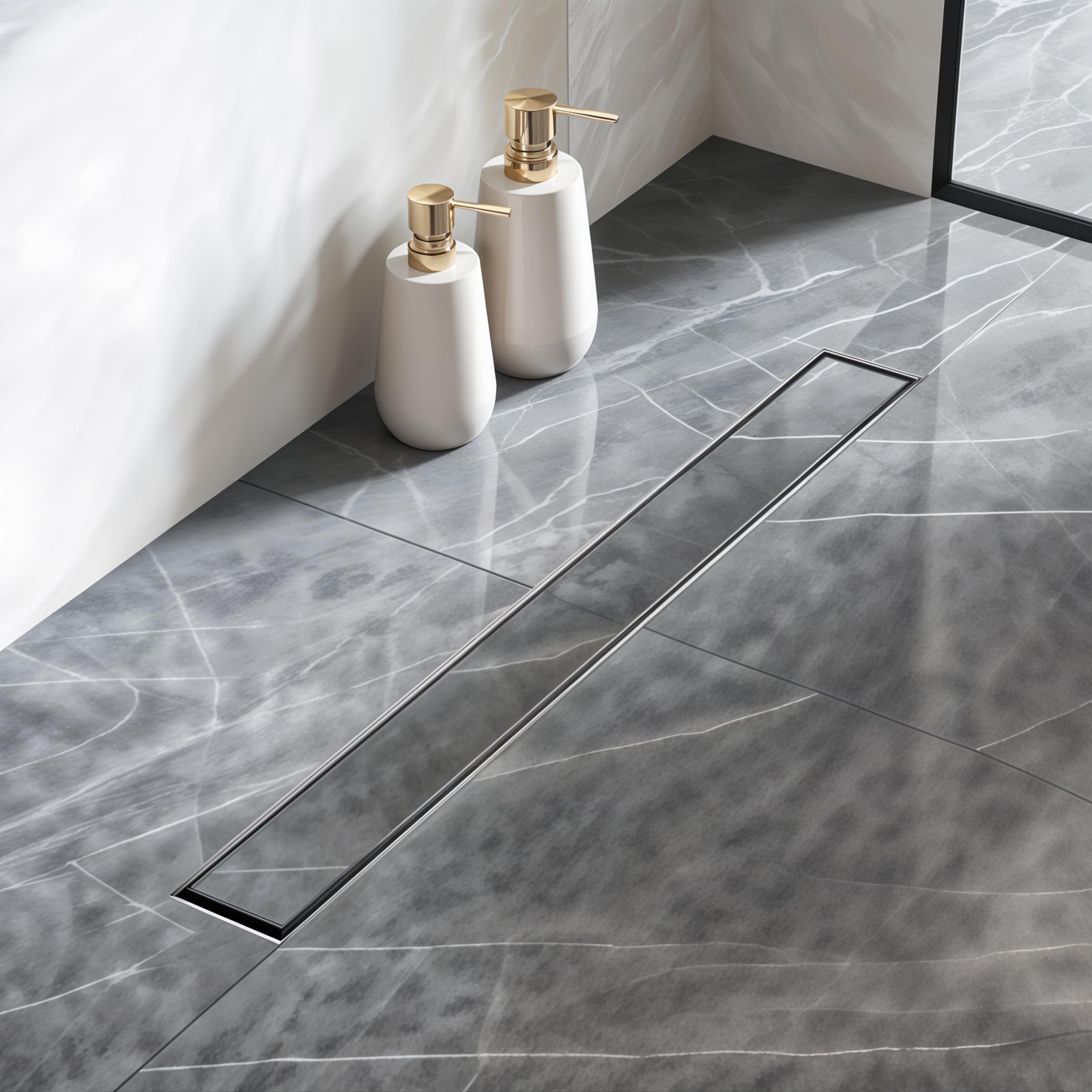 Ruhe® Tile Insert Floor Drain | 18 x 2 Inches Waste Water Floor Drain for 13mm Tile | 304 Stainless Steel Invisible Shower Drain Channel | Drain Channel with Trap/Jali (B0BVJ3L7NW) Amazon Price History, Amazon Price Tracker