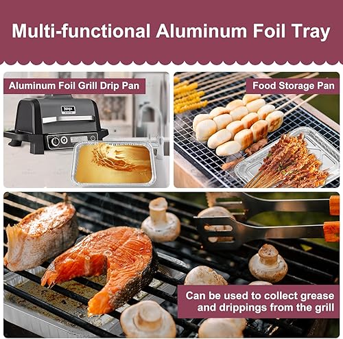 Miniatura 5 de Paquete de 50 bandejas de goteo compatibles con parrillas de gas Ninja OG701 OG751 OG700, Weber Q , Spir, Genesis II LX 200 y 300 Series, bandeja de