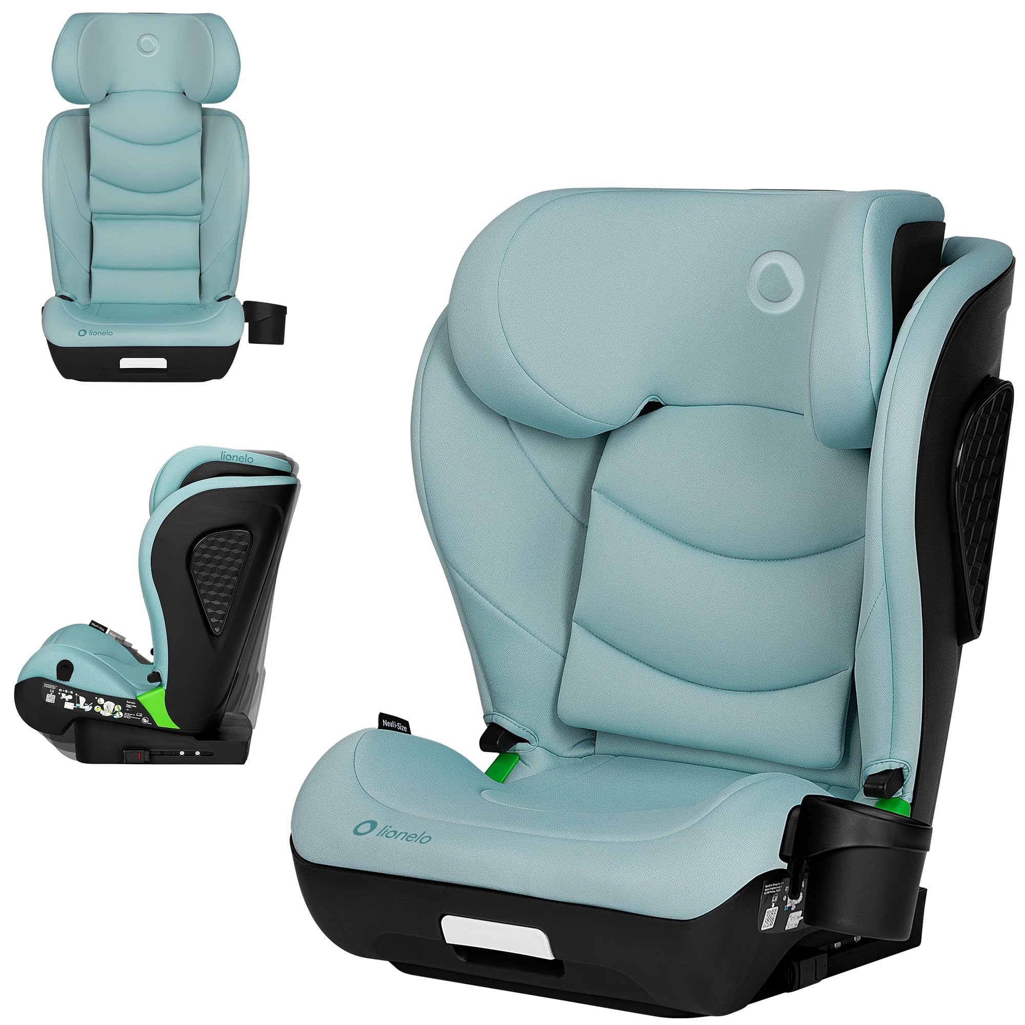 LIONELO NEAL I-SIZE Silla de Coche Para Bebés, Grupo 2 3, de 100-150 cm De 3 a 12 años aprox. Fijación ISOFIX o Cinturones Reposacabezas Ajustable Protección Lateral Reposabrazos Norma R129