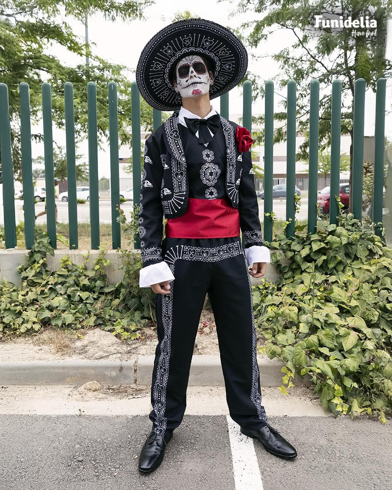 Funidelia Disfraz de Mariachi para Hombre con sombrero, Traje de Día de los Muertos Catrina para adulto, Disfraces de Halloween y Carnaval – Talla M