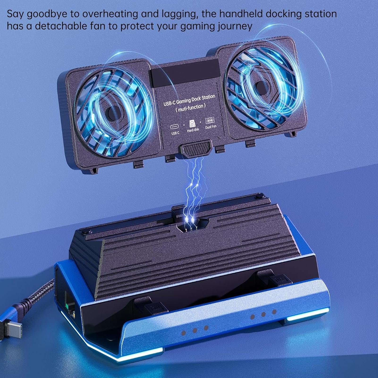 9 en 1 Estación de Acoplamiento para la Cubierta de Vapor, Rog Ally X, Legion Go, HDMI 4K@60Hz, 1 Gbps Ethernet, 4 Puertos USB. Cargo por PD de 100W, con Ventilador