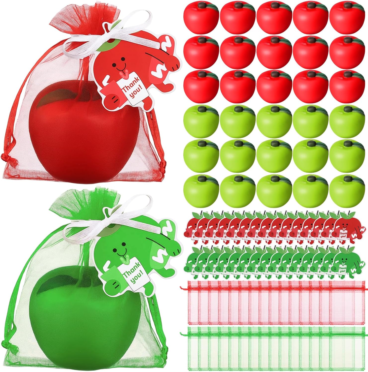 Civaner 30 Fruit Stress Balls with Card and Organza Bag Red Fruit Stress Relief Balls for Adults Finger Exercise Christmas Employee Students Teacher Gifts