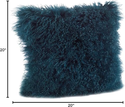 Vista 90 de SARO LIFESTYLE Almohada de lana de cordero mongol 100% con relleno de poliéster, 20 pulgadas, gris