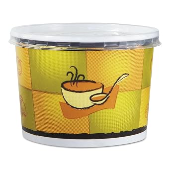 Huhtamaki Streetside Squat Paper Food Container W/Lid, Streetside Design, 12oz, 250/ct