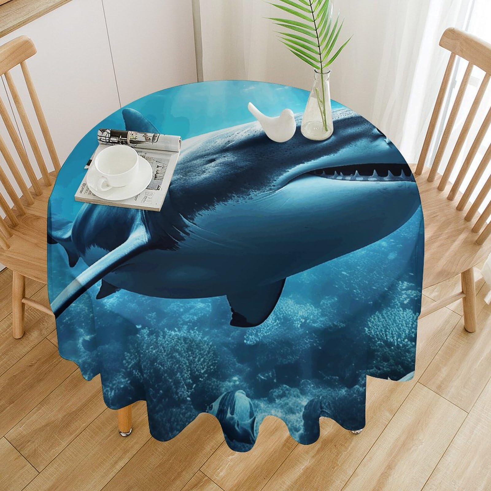 Nappe ronde anti-tache et résistante à l'huile pour table de fête