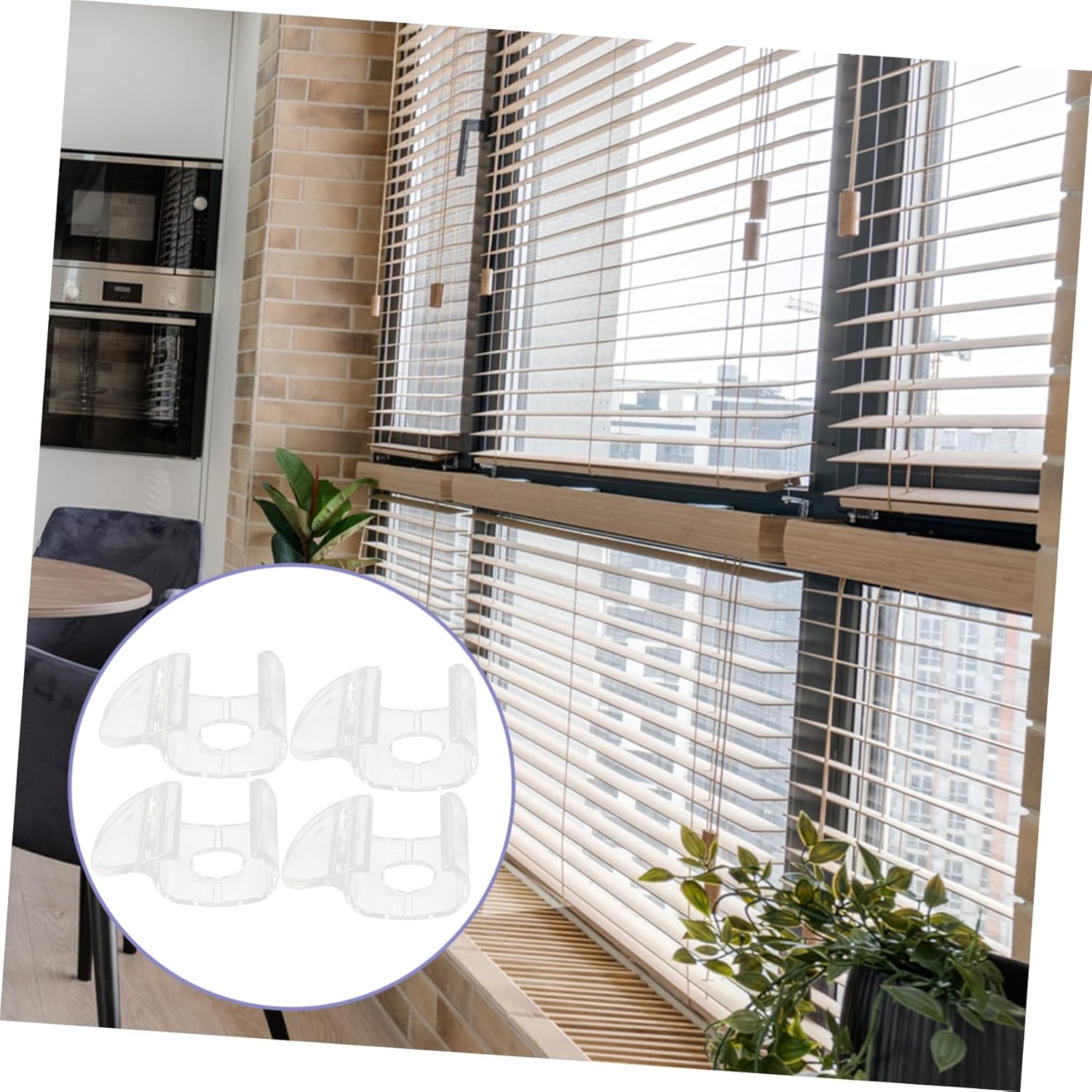 4Pcs Transparent Venetian Blind Handles with Bottom Rail Clips Window Shade Pulls Accessories for Roller Shades and Blinds