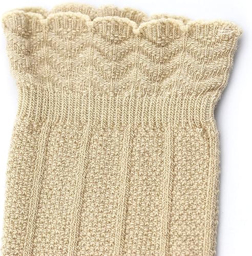 Miniatura 4 de Bestjybt Calcetines altos de algodón para bebés y niñas hasta la rodilla para recién nacidos niños pequeños calcetines de punto con volantes 5 pares