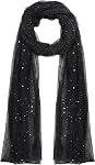Nydotd Women Sequin Bandana Summer Silk Mesh Scarf Sheer Long Beach Glitters Shawl Wrap hijab for Evening Dresses