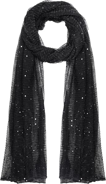 Nydotd Women Sequin Bandana Summer Silk Mesh Scarf Sheer Long Beach Glitters Shawl Wrap hijab for Evening Dresses