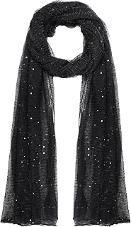 Nydotd Women Sequin Bandana Summer Silk Mesh Scarf Sheer Long Beach Glitters Shawl Wrap hijab for Evening Dresses