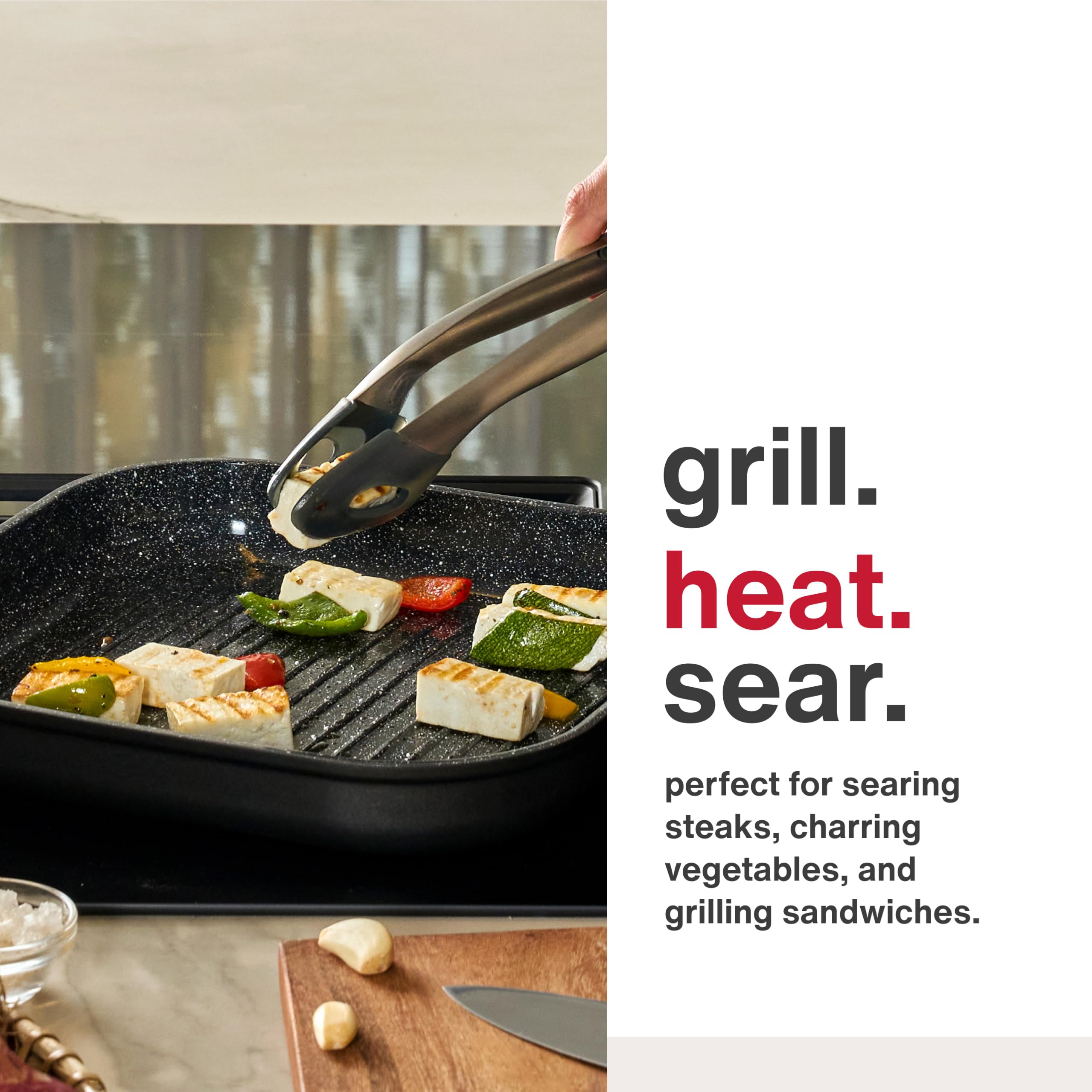 Zyliss Ultimate Sartén Grill Antiadherente de Cerámica 26x26 cm, sin PFOA | Apto para inducción y horno, No Tóxica para cocina saludable, Apto para lavavajillas, aluminio forjado, garantía de 10 años